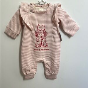 NWT GAP Pink Footies One Piece with Teddy Bear Design